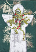 Woodgrain Angel Garden Flag 2 Sided Christmas