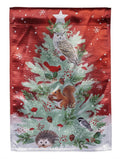 Woodland Animals Christmas Tree Garden Flag ~ 2-Sided Holiday Yard Decoration