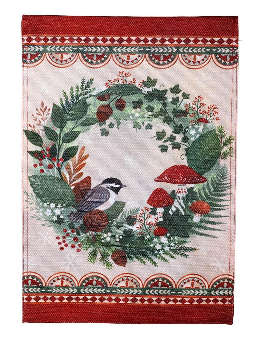 Woodland Wreath 2 Sided Garden Flag