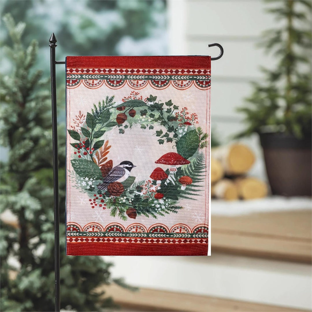 Woodland Wreath 2 Sided Garden Flag