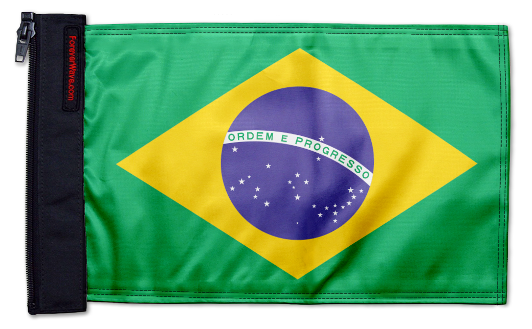 Brazil 12"x18" Forever Wave Flag for Jeep Wrangler TJ 1996-2006