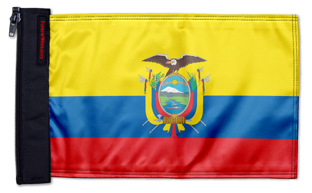 Ecuador 12"x18" Forever Wave Flag for Jeep Wrangler YJ 1986-1995