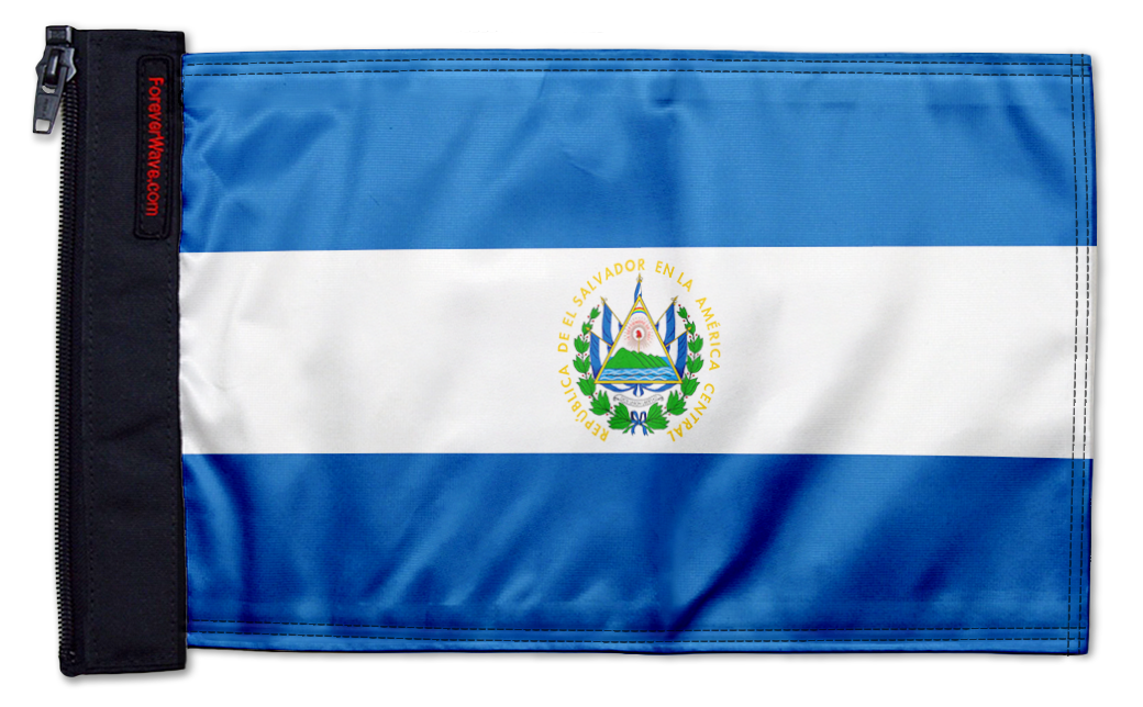 El Salvador 12"x18" Forever Wave Flag for Jeep Wrangler LJ 2003-2006