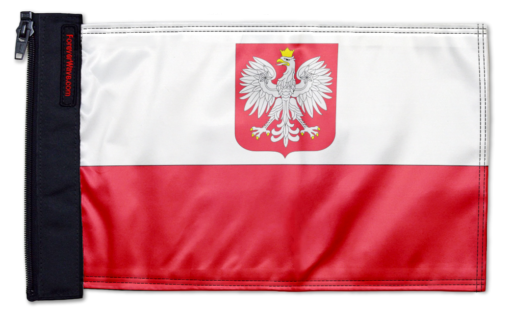 Poland 12"x18" Forever Wave Flag for Jeep Wrangler YJ 1986-1995