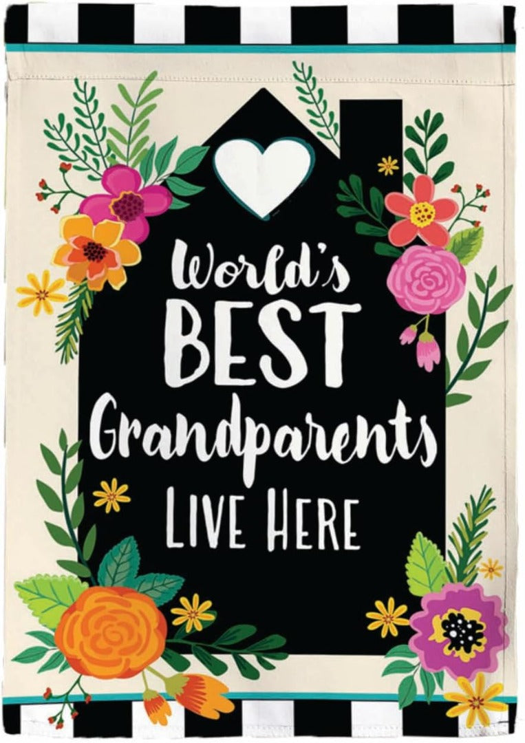 Worlds Best Grandparents 2 Sided Garden Flag