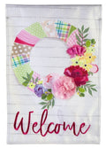 Wrapped Wreath Easter Garden Flag 2 Sided Burlap