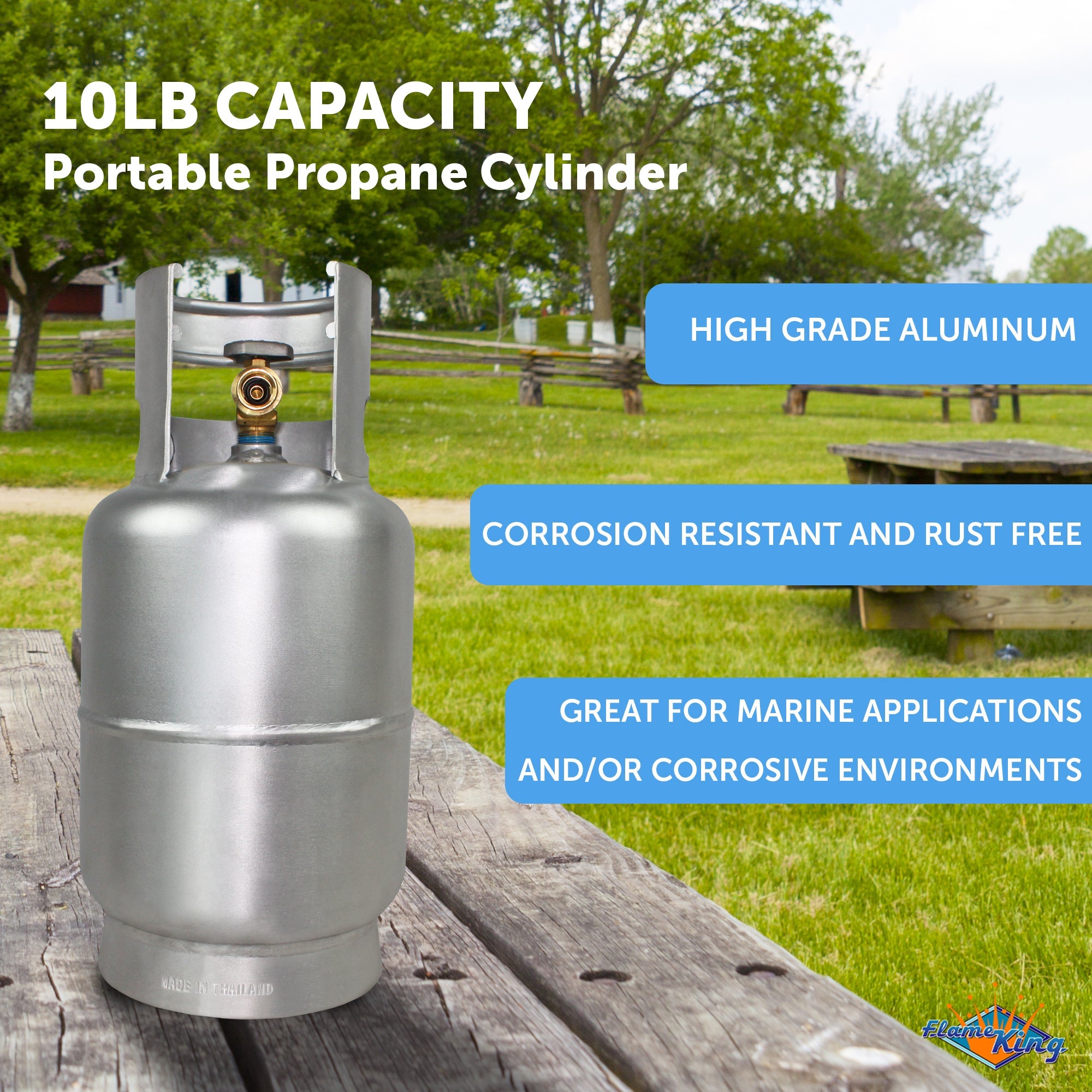 Flame King Lightweight 10lb Aluminum Propane Tank LP Cylinder with OPD