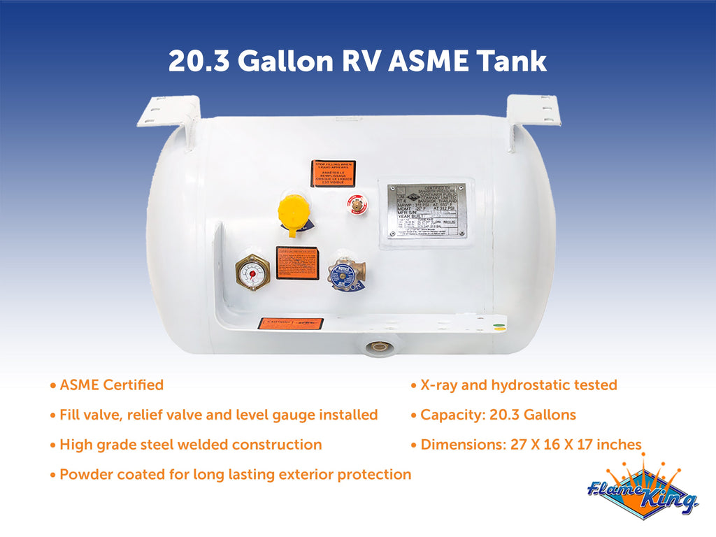 Flame King 20.3 gal ASME RV Trailer Propane Tank Cylinder with Mount Brackets