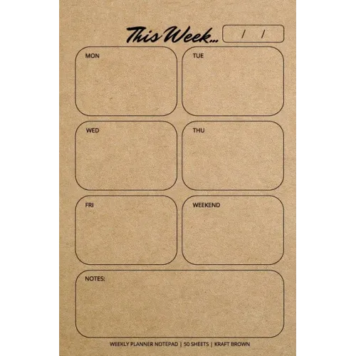 Weekly Planner Notepad: Kraft Brown, Daily Planning Pad for Organizing, Tasks, Goals, Schedule - Paperback