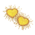 Felt Back Seed Beaded Heart Earrings