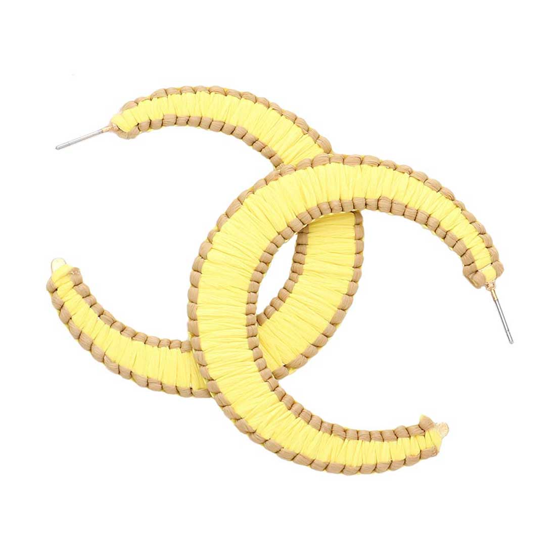 Woven Raffia Hoop Earrings