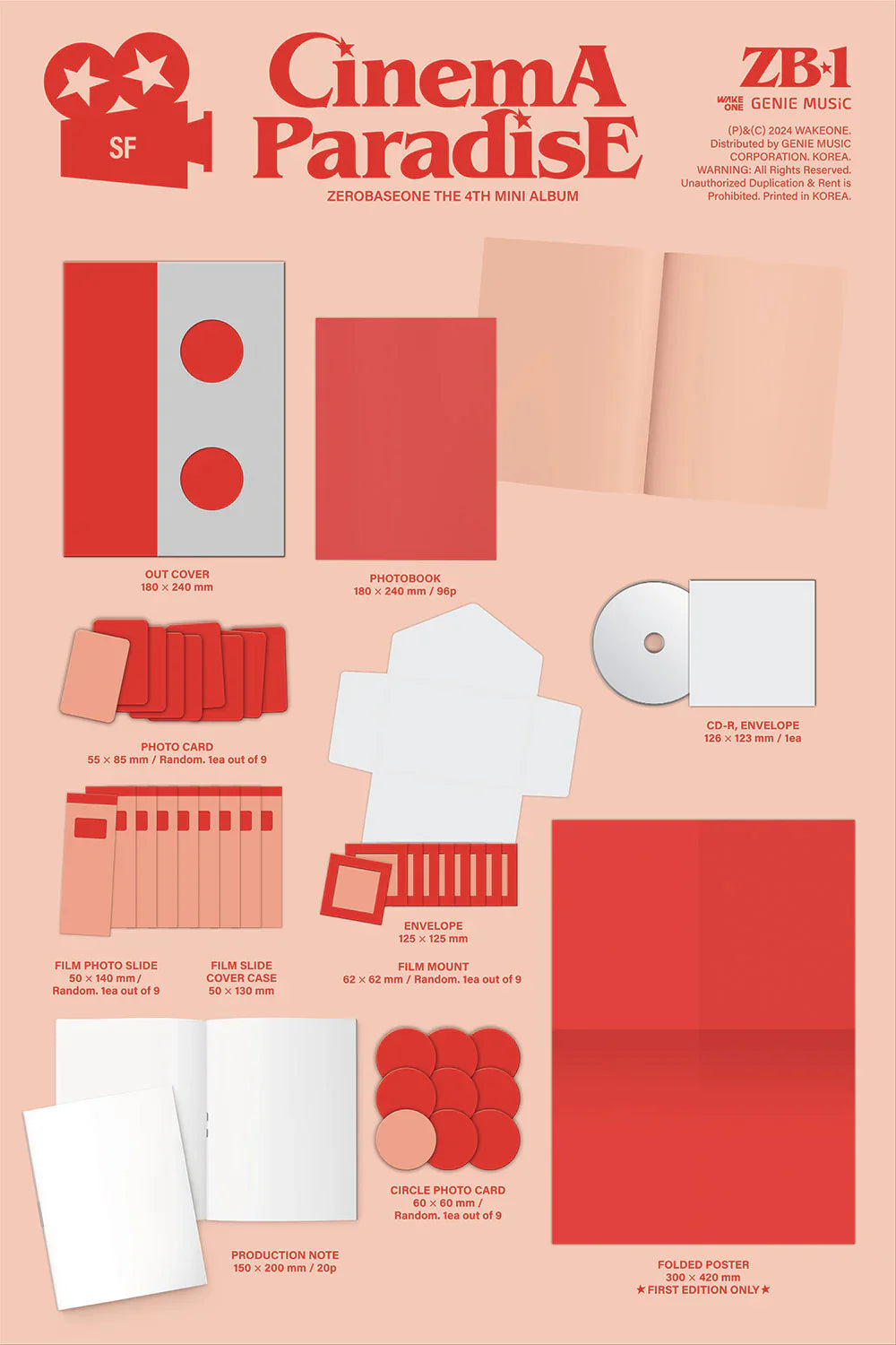 Zerobaseone - Cinema Paradise The 4th Mini Album (Photobook Random)
