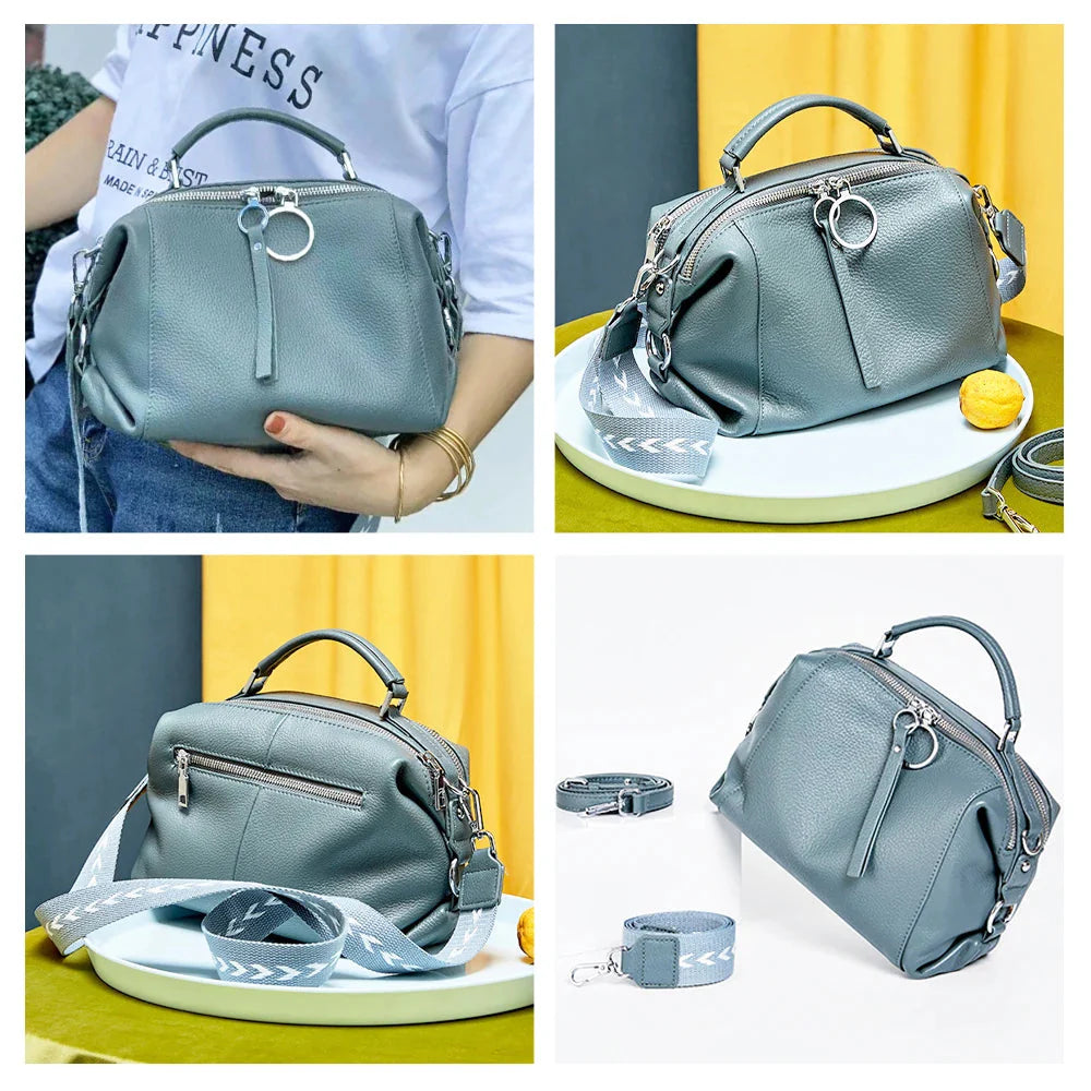 Zency Genuine Leather Cowhide Cross Body Bags.