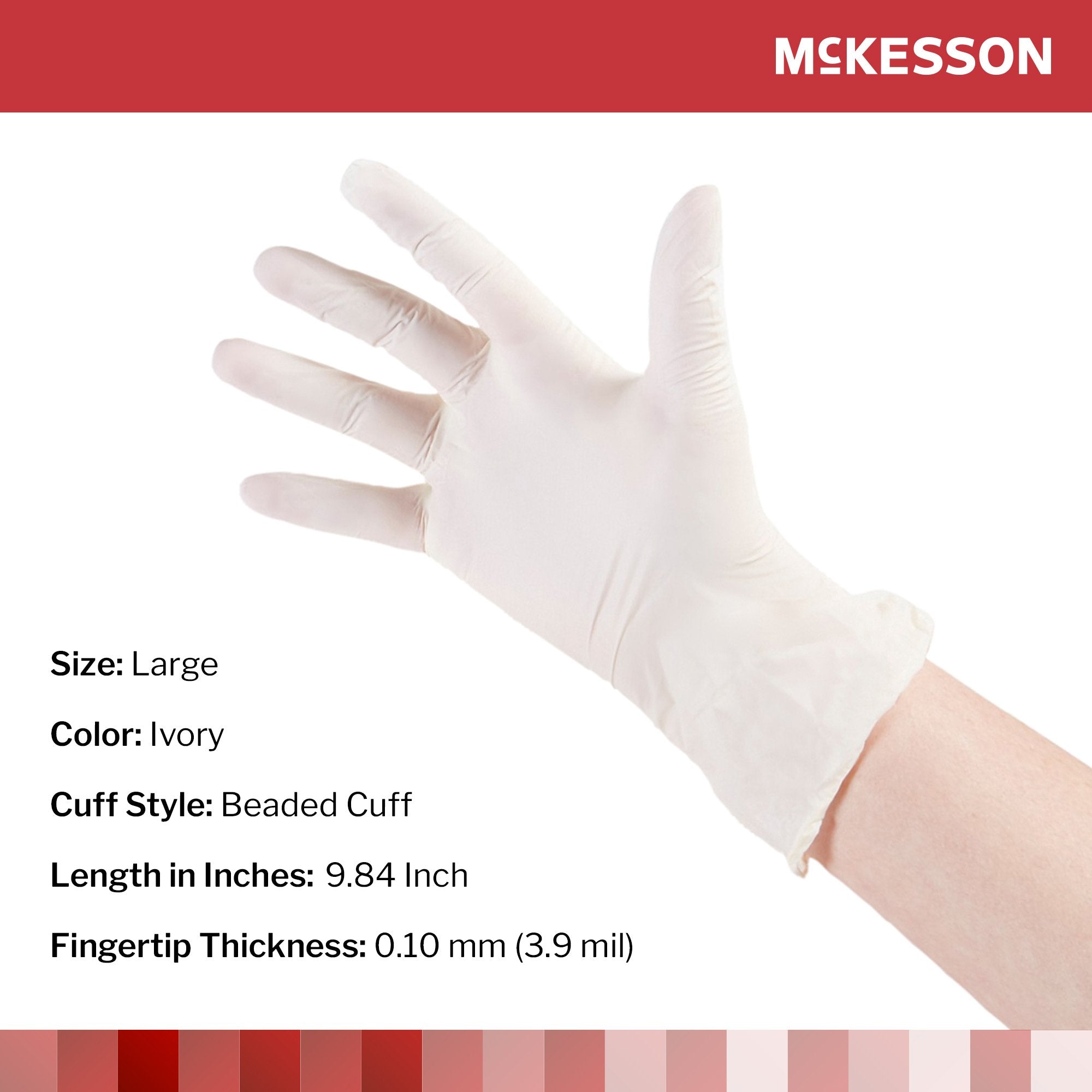McKesson Stretch Vinyl Exam Glove, Large, Ivory 14-818