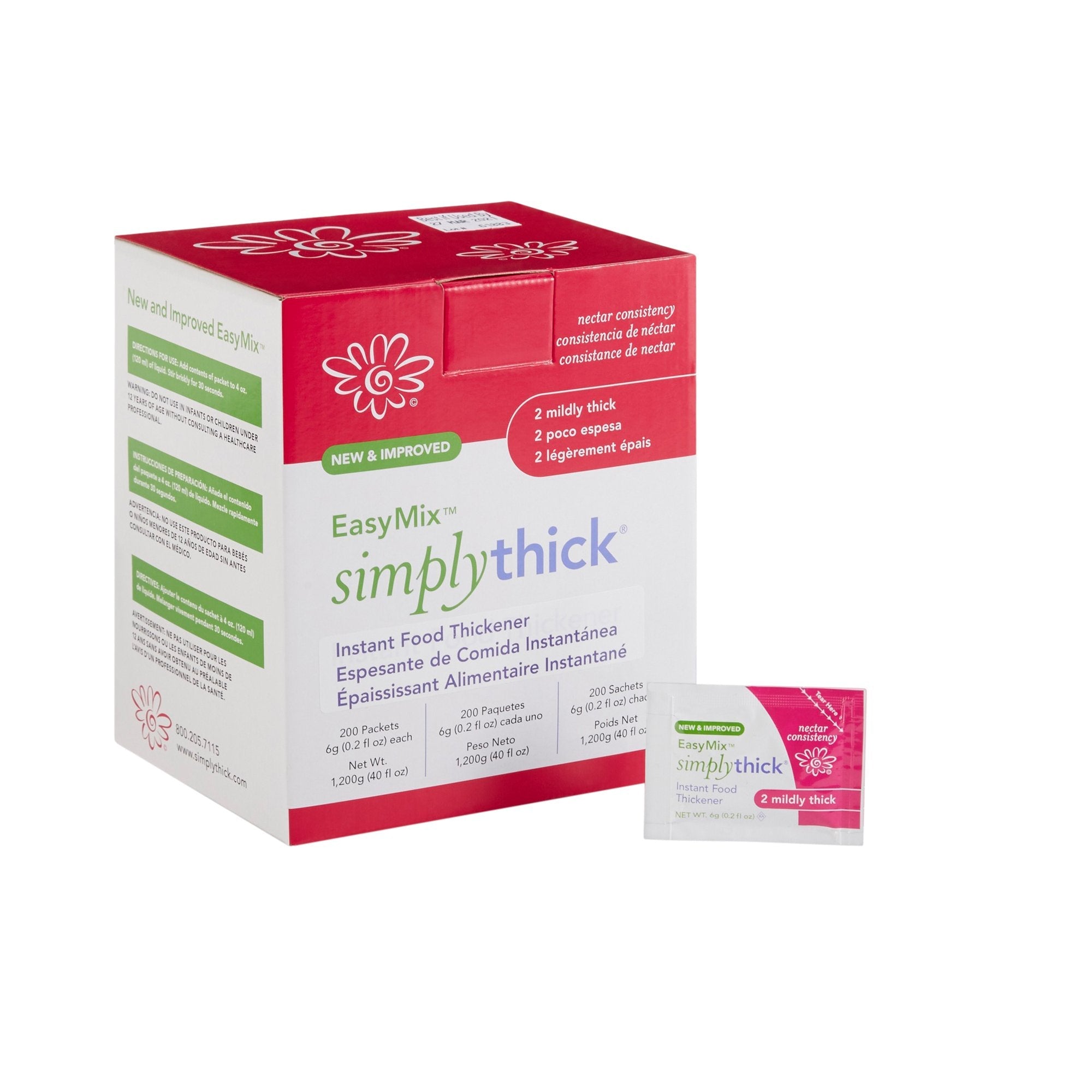 EasyMix SimplyThick Nectar Consistency Instant Food and Beverage Thickener STIND200L2