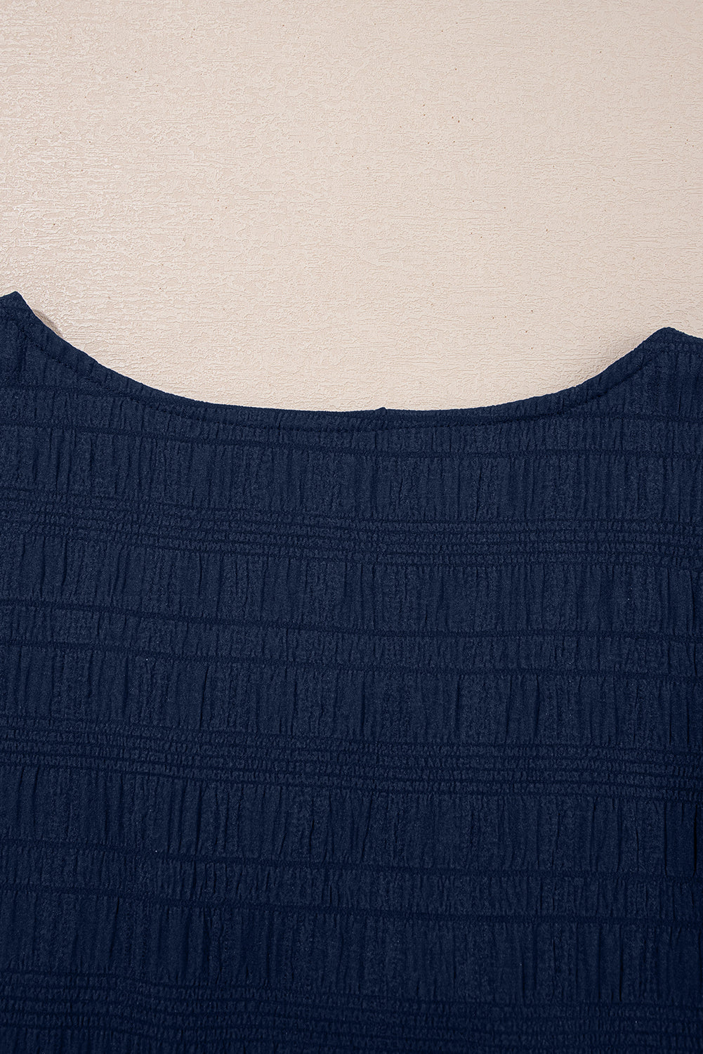 Dirty Blue Textured Square Neck Top and Shirred High Waist Shorts Set