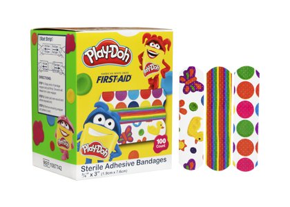 American® White Cross Kid Design (Play Doh) Adhesive Strip, 3/4 x 3 Inch 1087742