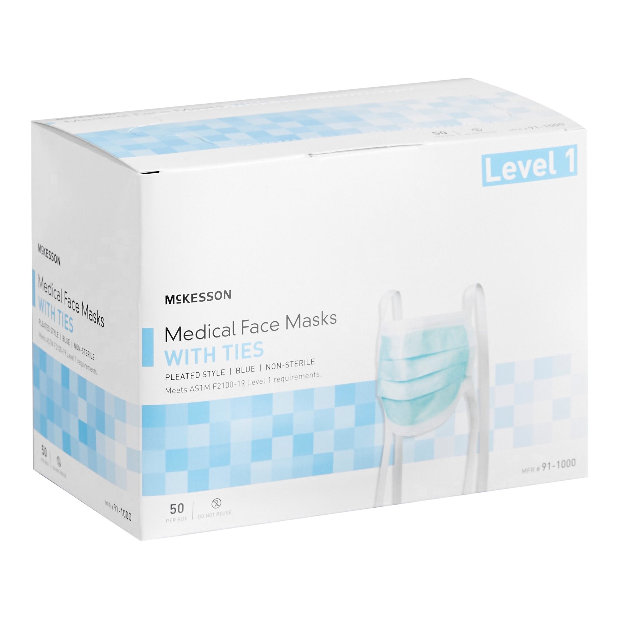 McKesson Classic Style Surgical Mask, Blue 91-1000