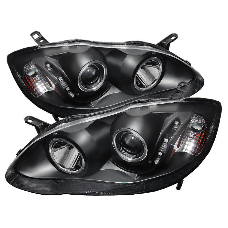 SPYDER Xtune Toyota Corolla 03-08 Projector Headlights LED Halo Black PRO-JH-TC03-LED-AM-BK 5076304