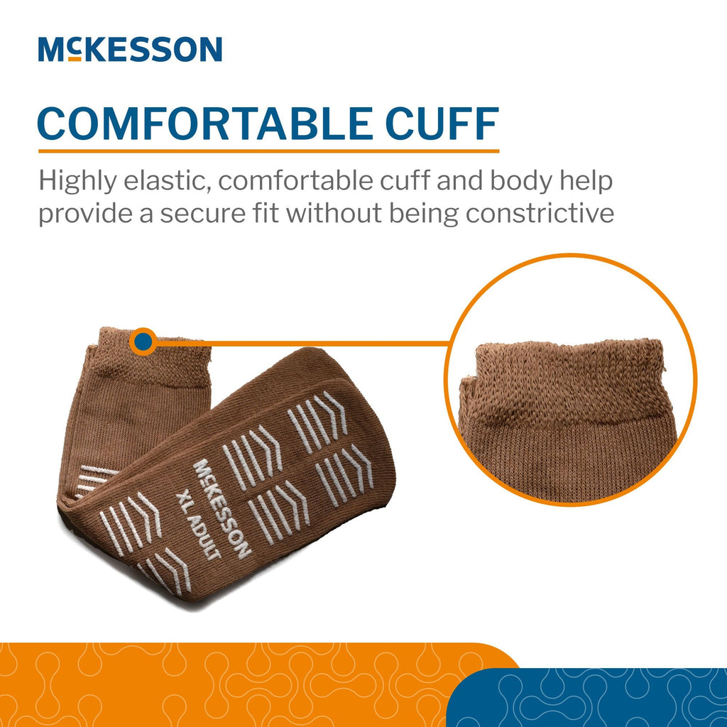 Slipper Socks McKesson Unisex Adult X-Large Single Tread Single Patient Use Tan 16-XL-SCE2