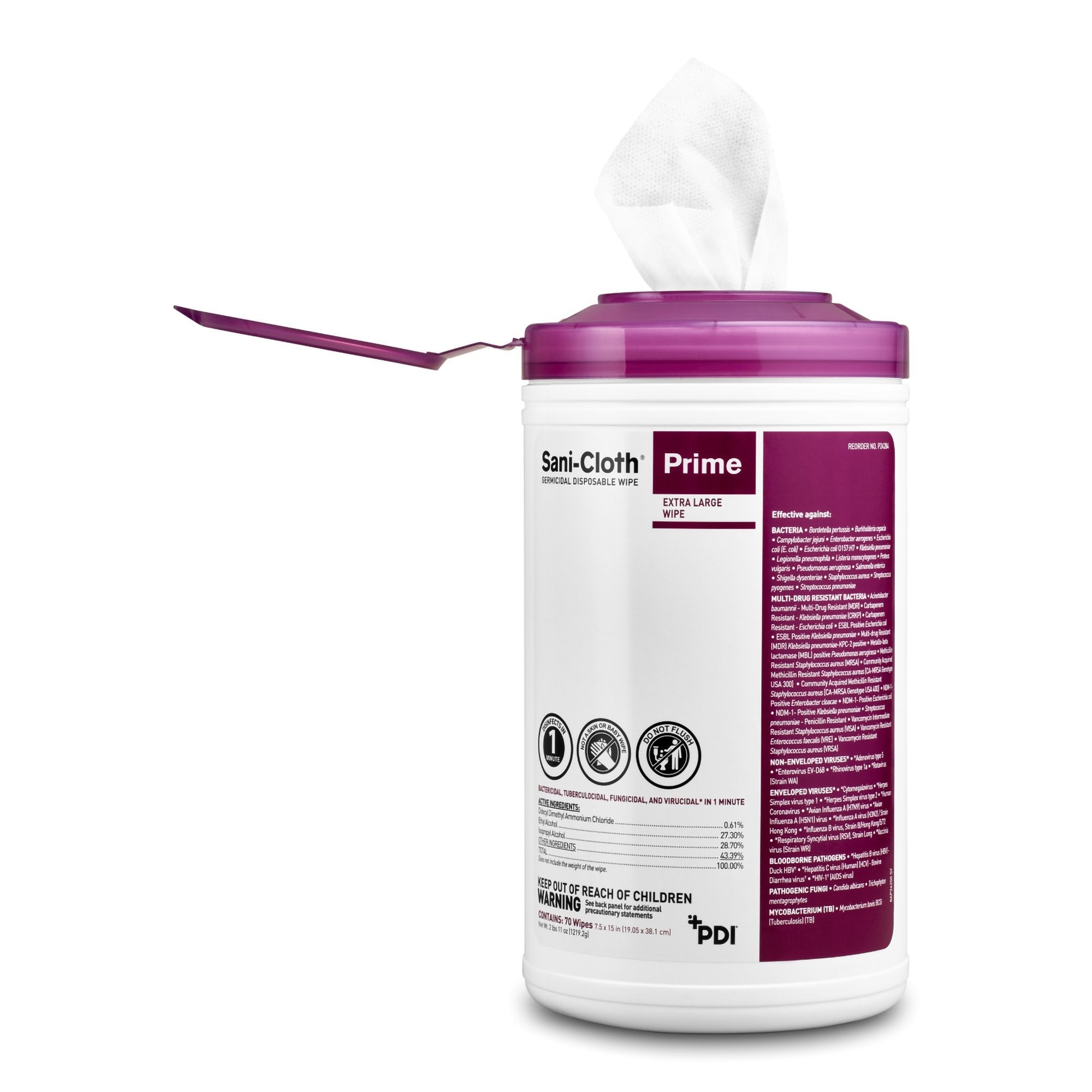 Sani-Cloth® Prime Extra Large Germicidal Disinfectant Wipes, 7.5 x 15 Inch P24284