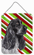 Black Cocker Spaniel Candy Cane Christmas Wall or Door Hanging Prints Aluminum Metal Sign Kitchen Wall Bar Bathroom Plaque Home Decor Front Door Plaque, 12x16, Multicolor