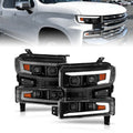ANZO 19-22 Chevrolet Silverado 1500 LED Proj HL w/Lgt Bar SwBk Seq. Blk w/In. Light - Passenger Side 111566-R