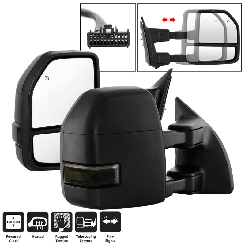 SPYDER xTune 08-15 Ford F-250 SD Heated Adj LED Signal Power Mirror - Smoke (MIR-FDSD08S-G4-PW-SM-SET) 9943096
