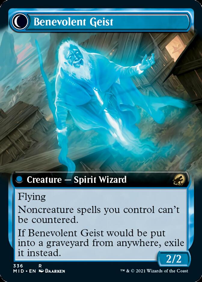 Malevolent Hermit // Benevolent Geist (MID-336) - Innistrad: Midnight Hunt: (Extended Art, Double Faced Transform)