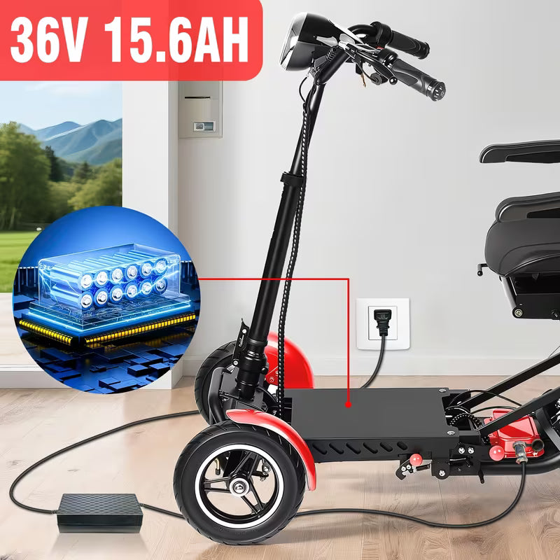 Folding Four-wheel Mobile Scooter For The Elderly And Adults, Portable Electric Scooter With Basket, 3-speed Mode, 500W Dual Motors, 30 Mile Range, 15MPH, Lightweight And Compact Electric Foldable