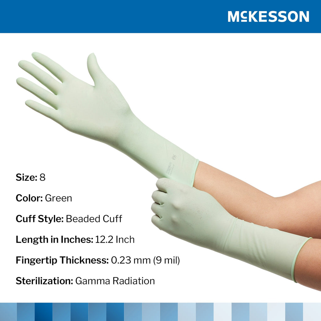 McKesson Perry® Performance Plus Polyisoprene Surgical Glove, Size 8, Green 20-2080N