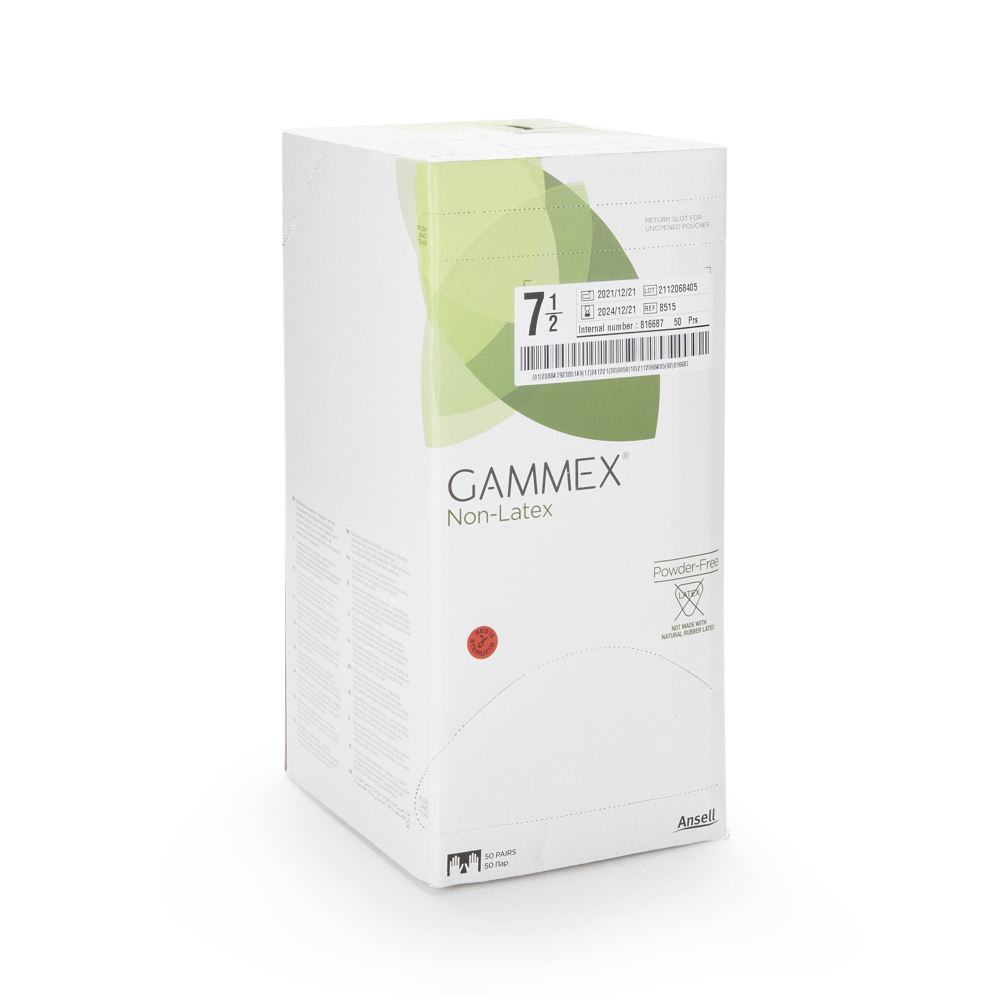 Gammex® Non-Latex Polyisoprene Surgical Glove, Size 7.5, Green 8515