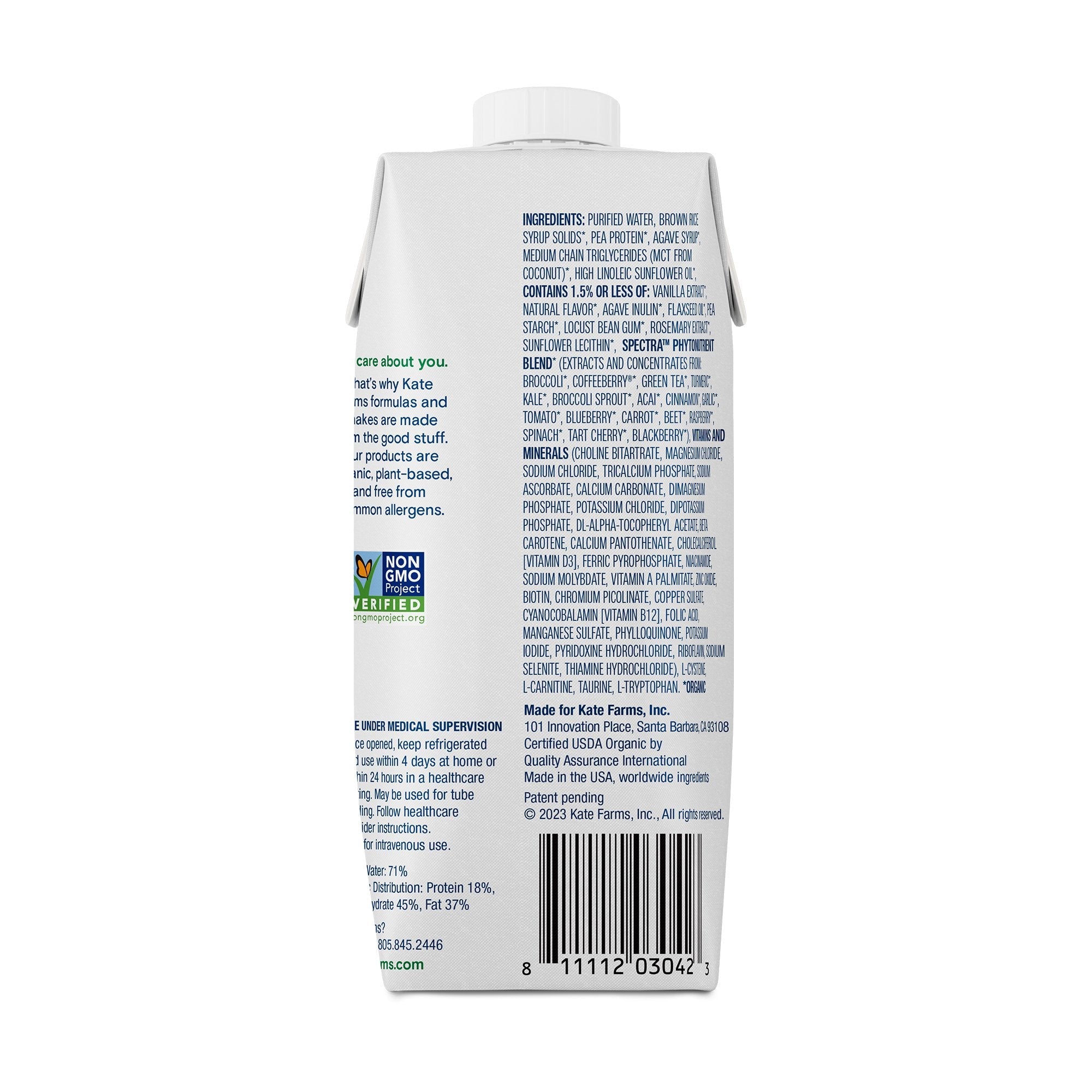 Kate Farms® Standard 1.4 Vanilla Sole-Source Nutrition Formula, 11-ounce carton 811112030430