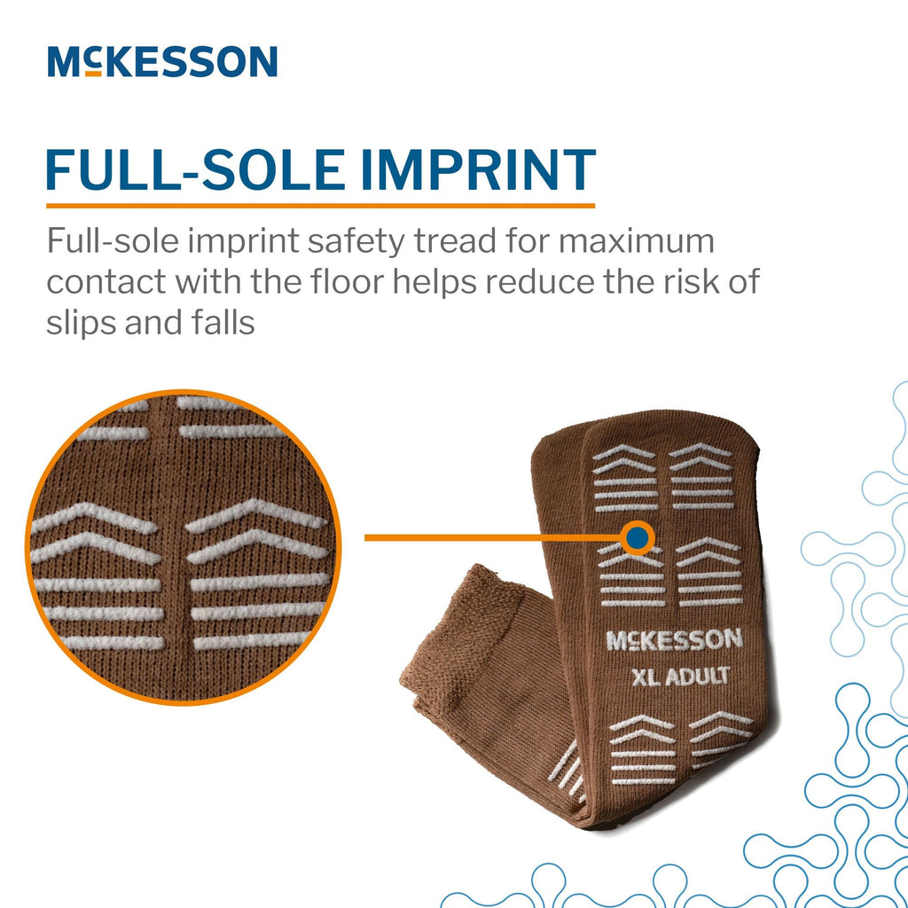 Slipper Socks McKesson Unisex Adult X-Large Single Tread Single Patient Use Tan 16-XL-SCE2