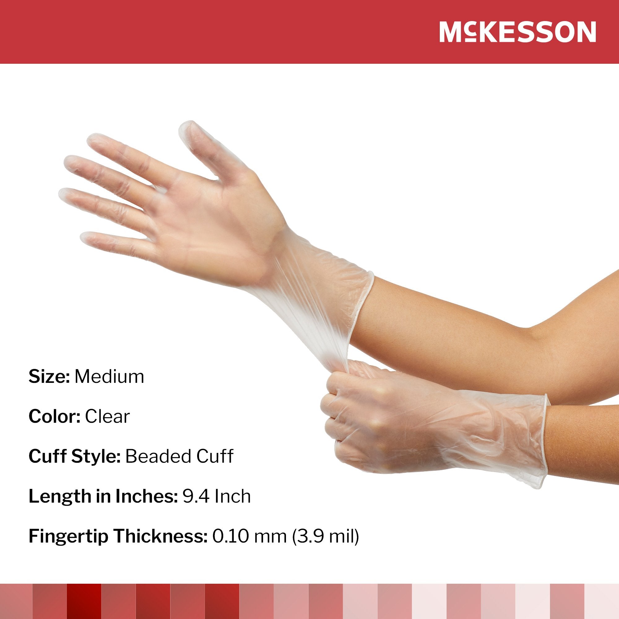 McKesson Vinyl Exam Glove, Medium, Clear 14-116