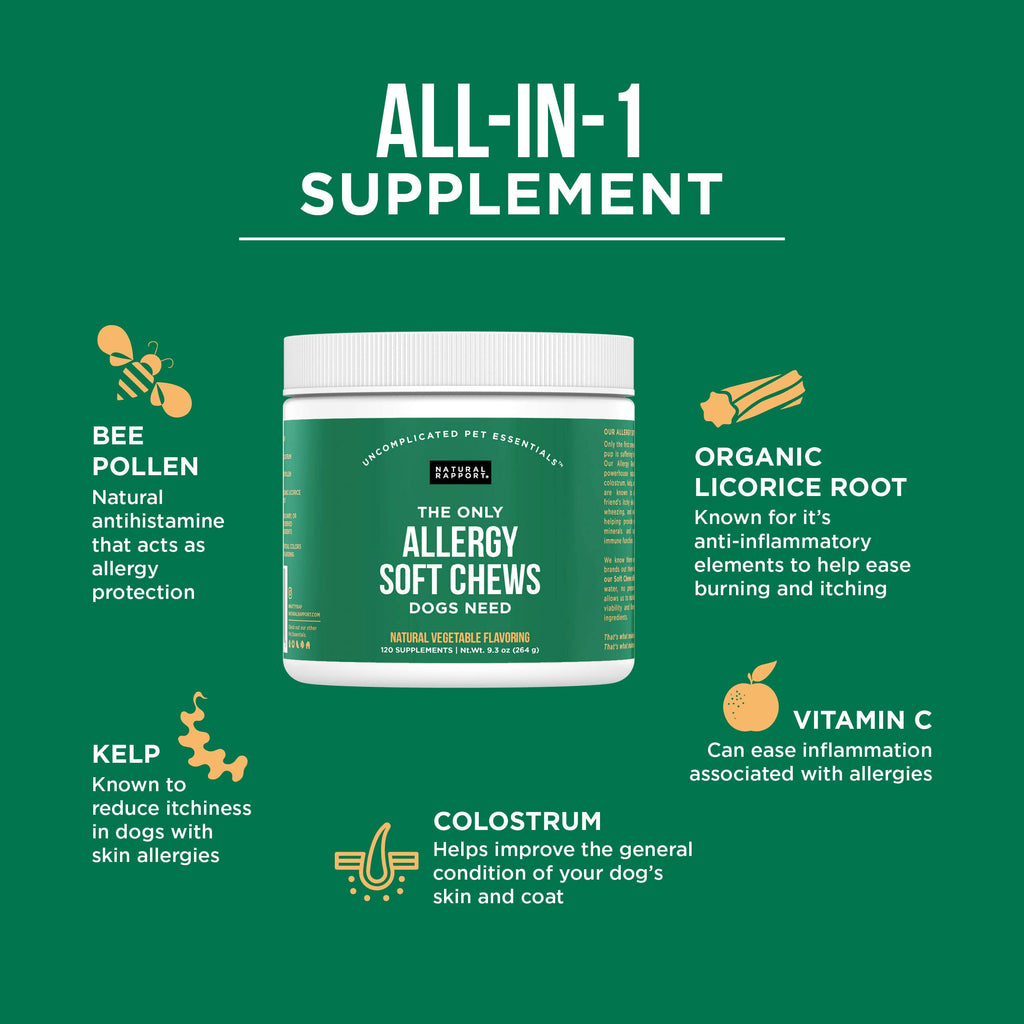🌿🐾 Allergy Support Soft Chews for Dogs – Immune, Skin & Seasonal Allergy Support