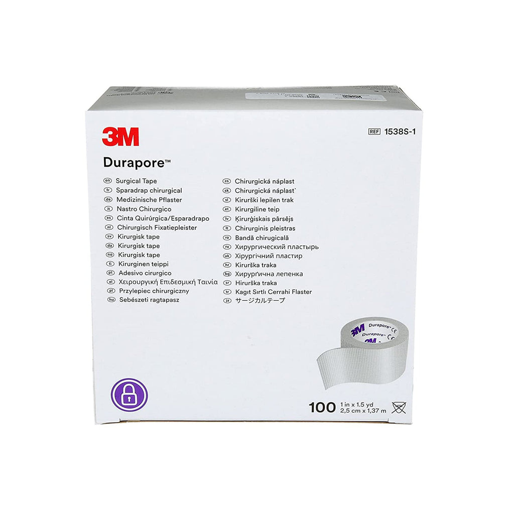 3M™ Durapore™ Silk-Like Cloth Medical Tape, 1 Inch x 1-1/2 Yard, White 1538S-1