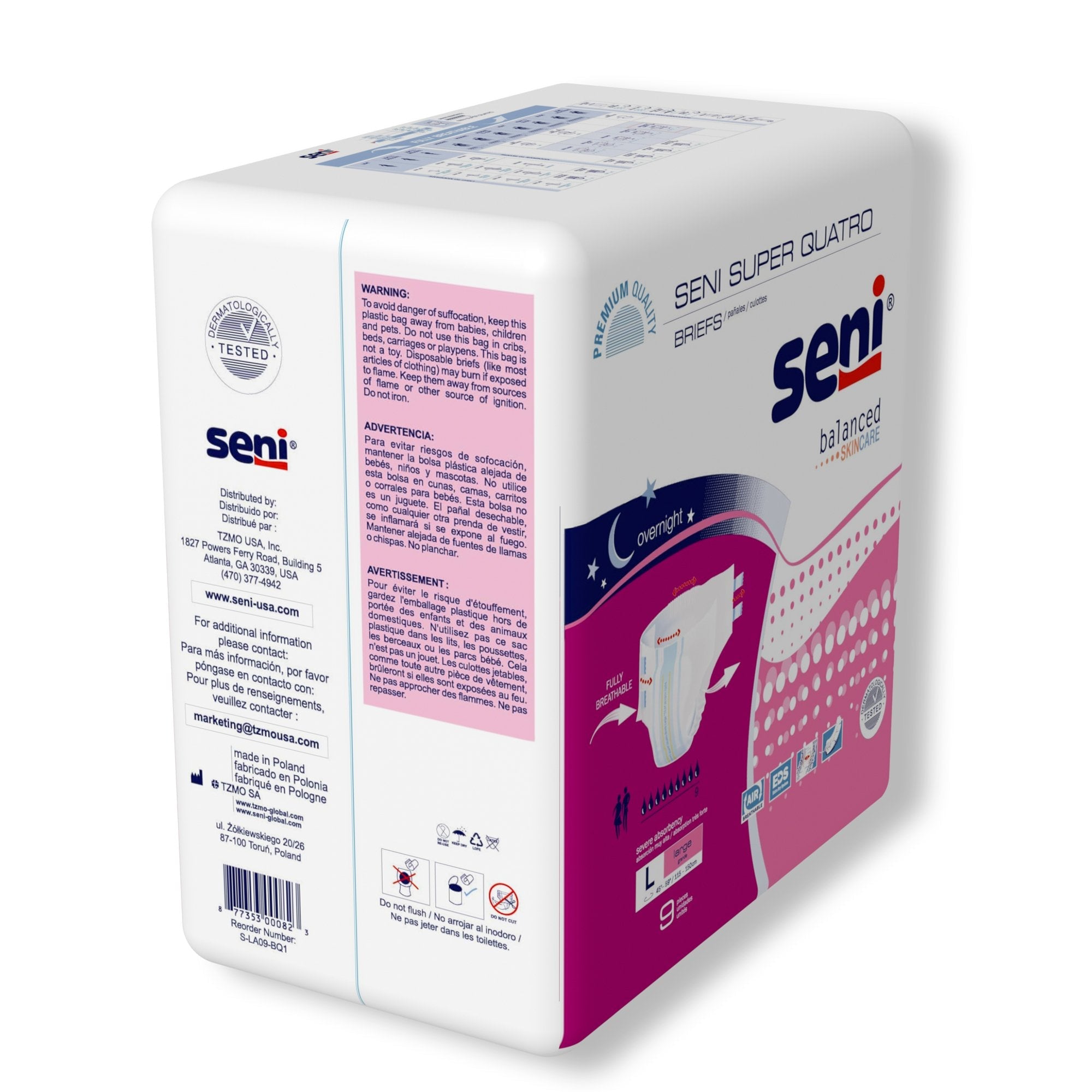 Seni® Super Quatro Severe Absorbency Incontinence Brief, Large S-LA09-BQ1