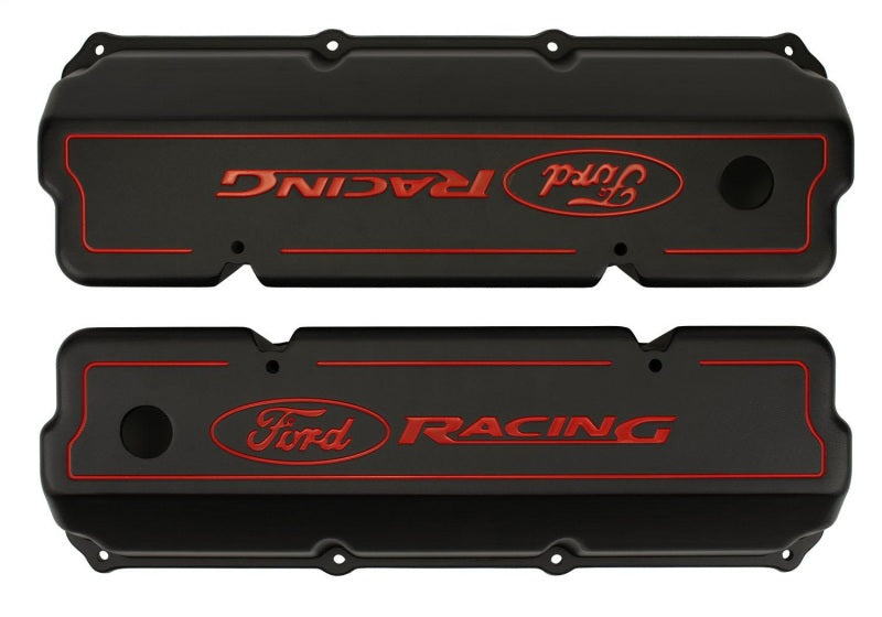 Ford 351C Aluminum Valve Cover Set - Black Finish FRDM6582-Z351B