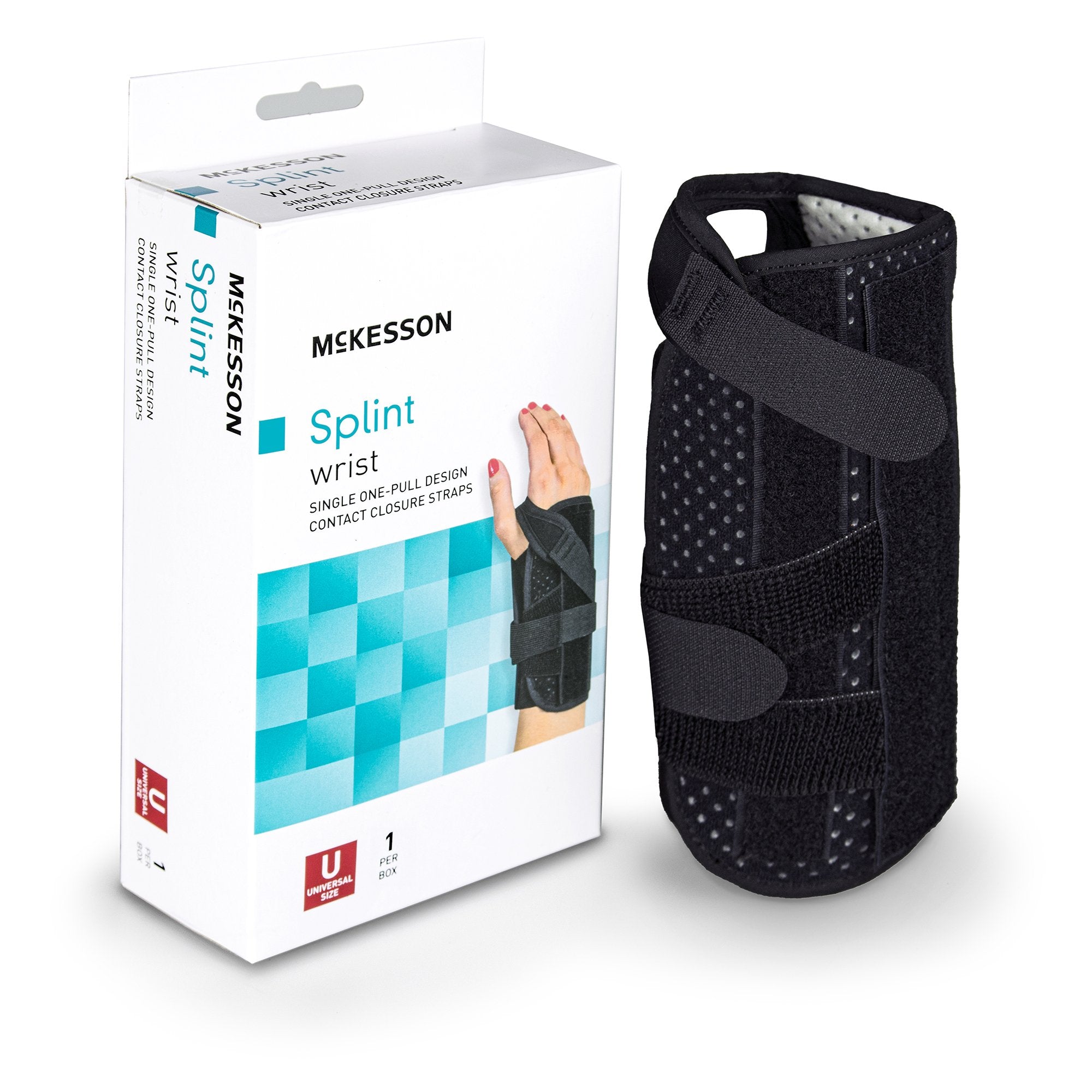 McKesson Right Wrist Splint with Single One-Pull Design, One Size Fits Most 155-81-87460