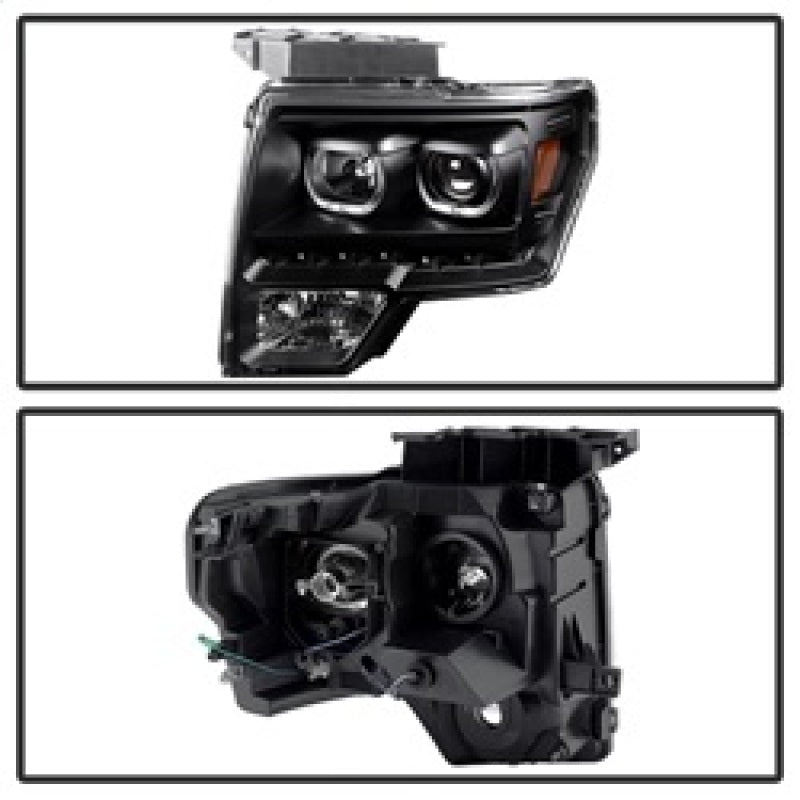 SPYDER Xtune Ford F150 09-14 Projector Headlights Halogen Model Only LED Halo Black PRO-JH-FF15009-CFB-BK 9032226