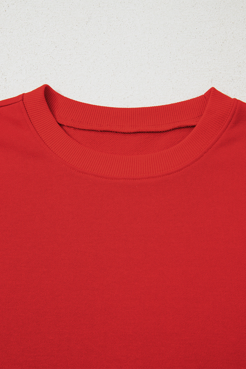 Fiery Red Preppy Striped Sleeve Loose Sweatshirt