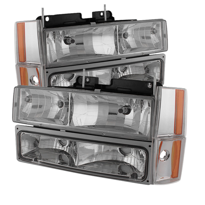 SPYDER Xtune GMC Yukon 92-93 Crystal Headlights w/ Corner & Bumper Chrome HD-JH-GMCCK88-AM-C-SET 5077424