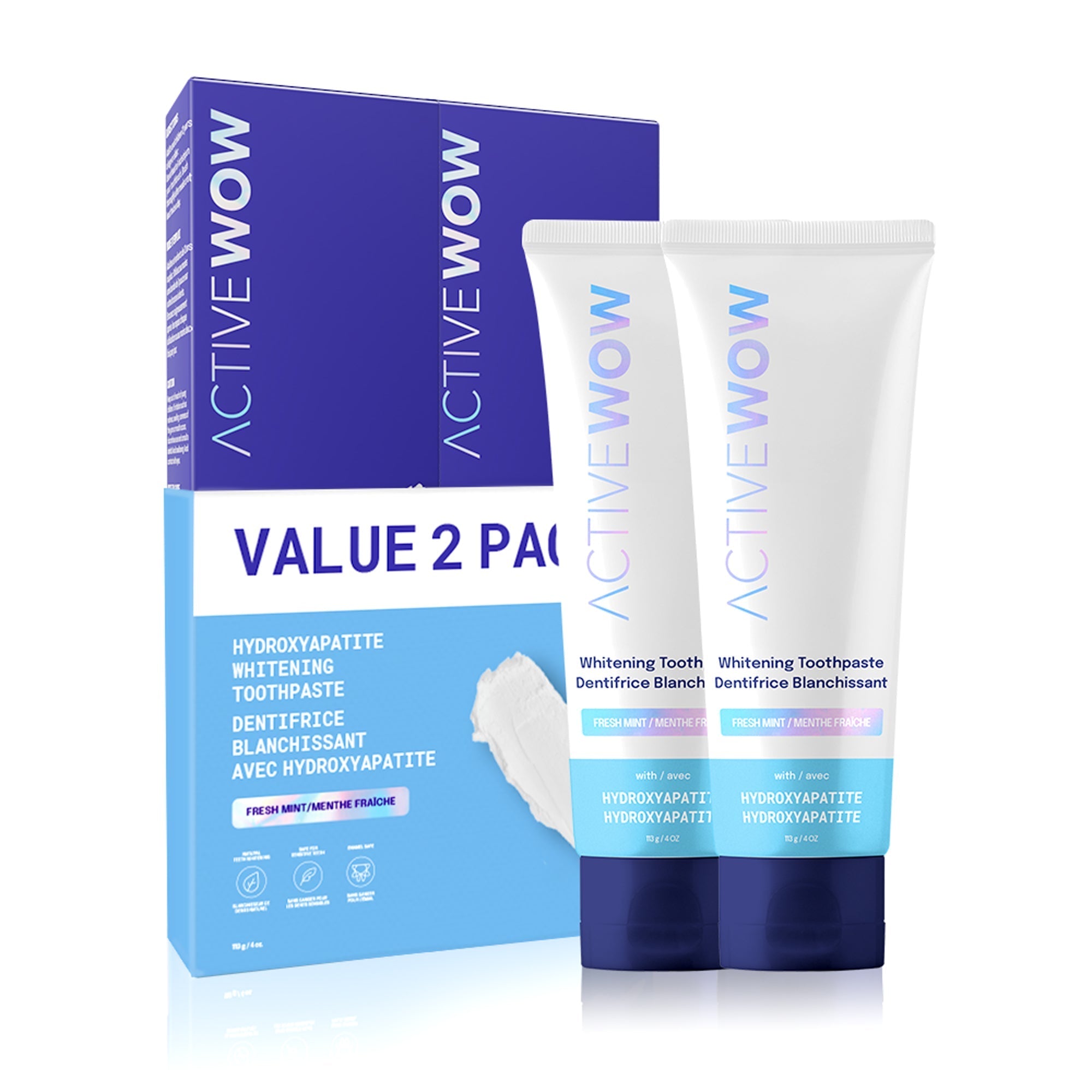 Active Wow 24k White Hydroxyapatite Whitening Toothpaste - Fresh Mint - PhishStones Products