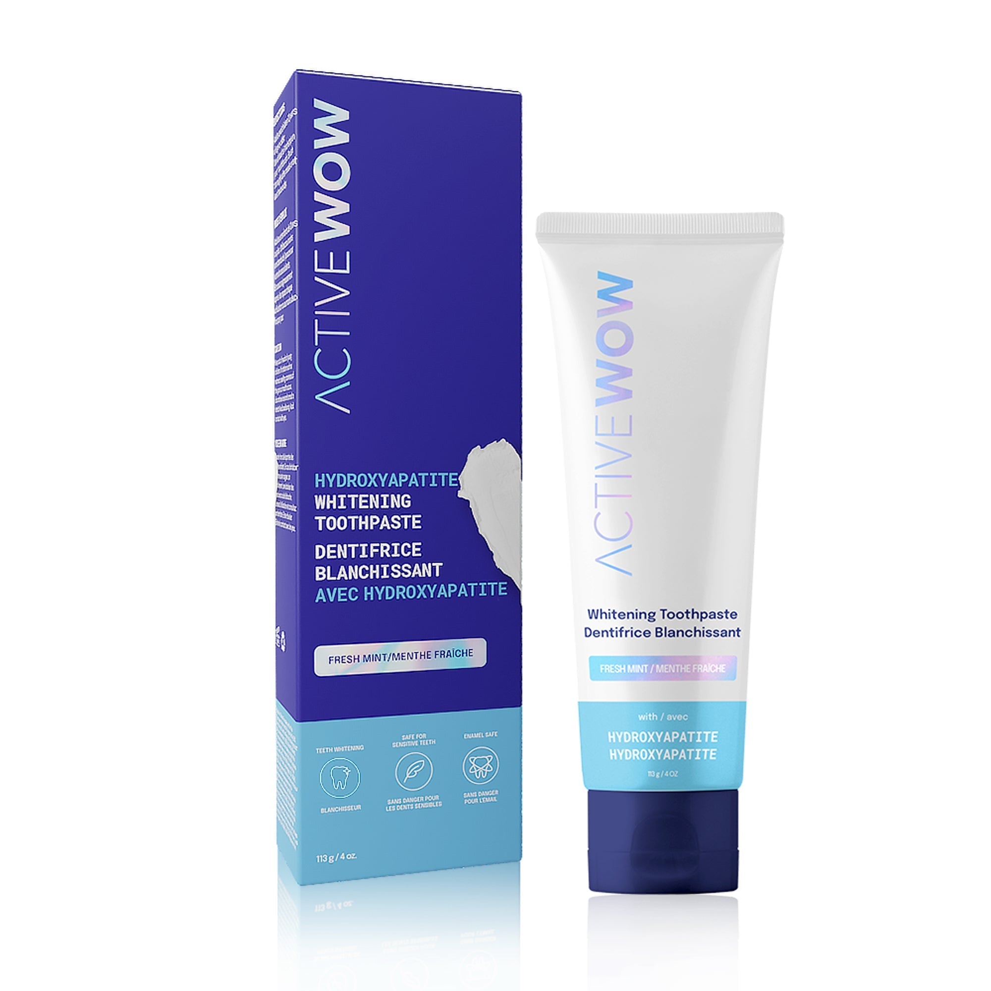 Active Wow 24k White Hydroxyapatite Whitening Toothpaste - Fresh Mint - PhishStones Products