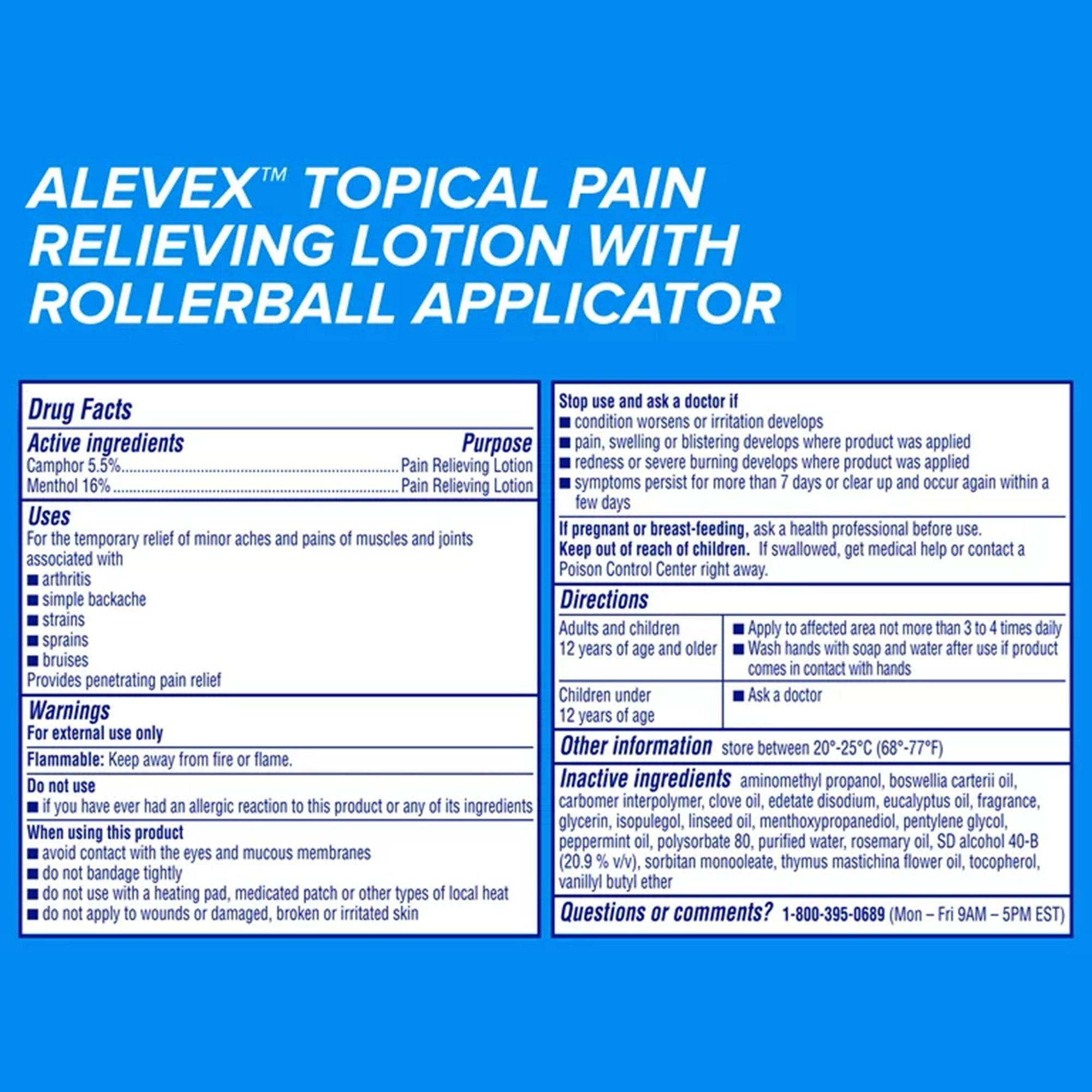 Aleve X Pain Relieving Lotion Max Strength Menthol, 2½-ounce roll-on bottle 00280005001