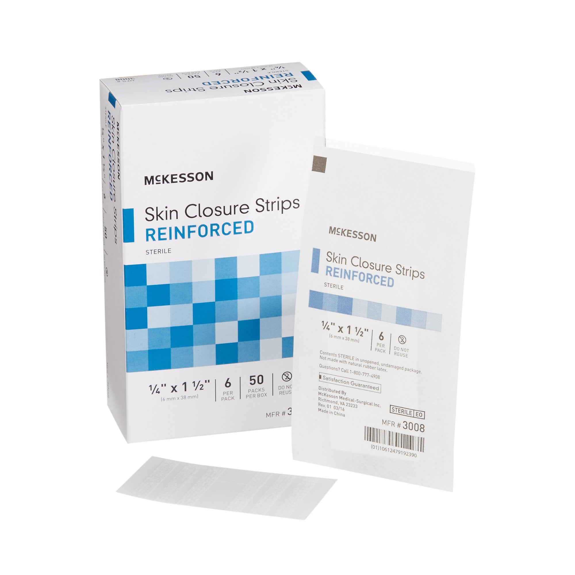 McKesson Skin Closure Reinforced Strip, ¼ X 1½ Inch 3008