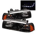 SPYDER BMW E36 3-Series 92-98 4DR Projector Headlights 1PC DRL Blk PRO-YD-BMWE36-4D-DRL-BK 5008794