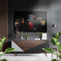 Red Bandana Chimp Trio Headphones Brushed Aluminum Dibond Wall Art