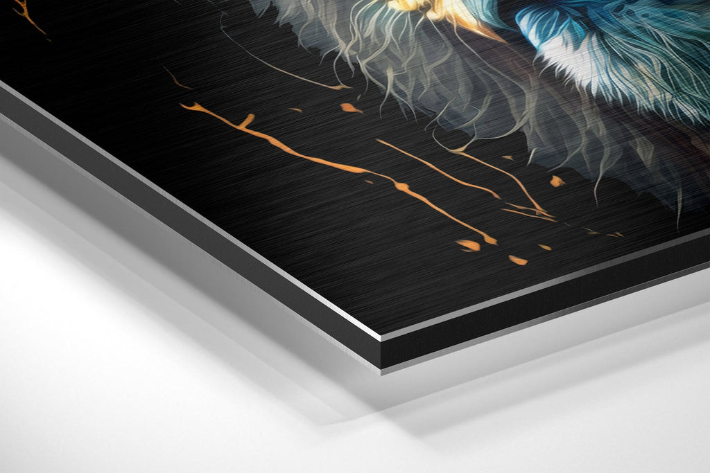 Colorful Streak Lion Profile Brushed Aluminum Dibond Wall Art